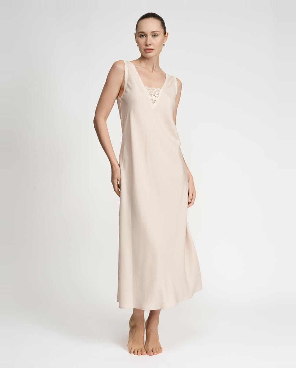 Imagem 0 de Camisa de Dormir de Cetim com Decote Triangular com Renda