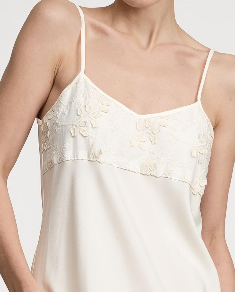 Robe de Algodão com Bordado Floral Natural-3