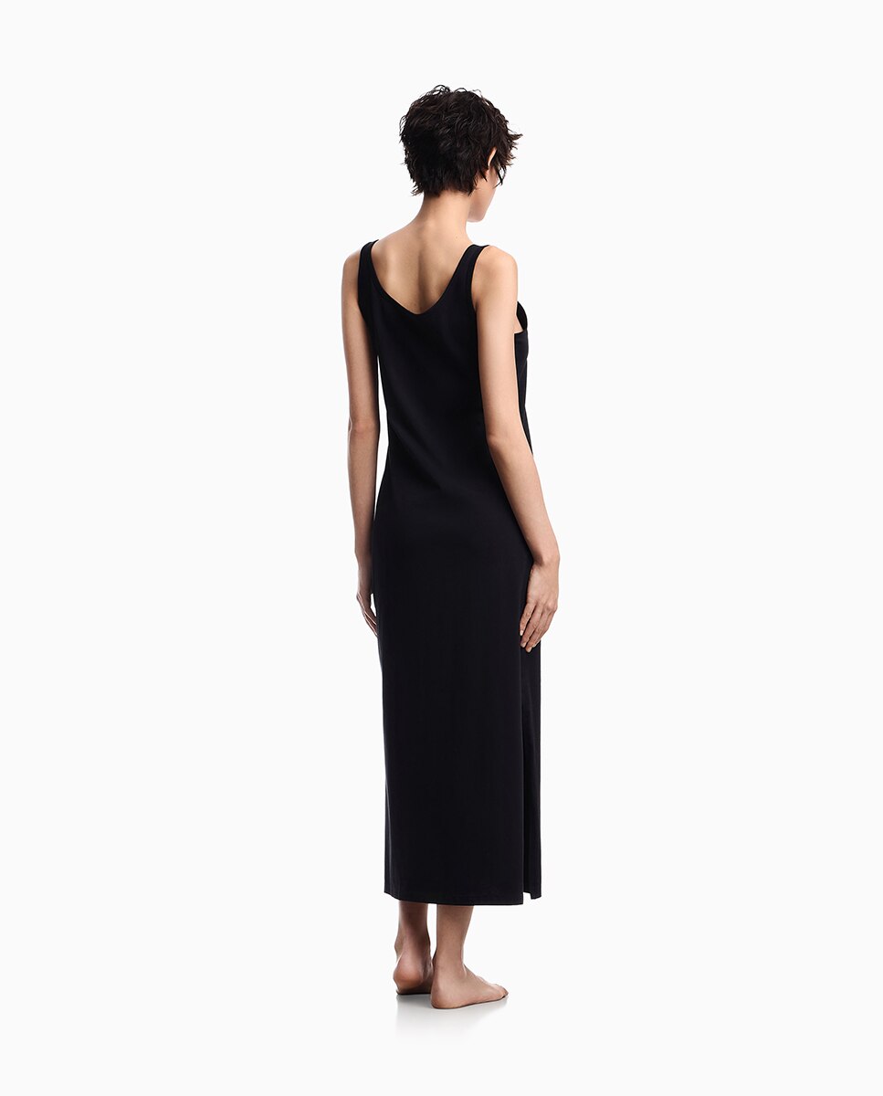 Vestido Comprido de Alças em Algodão "Everyday Cotton" Preto-2