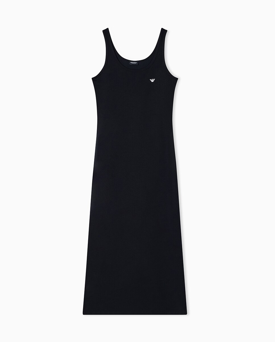 Vestido Comprido de Alças em Algodão "Everyday Cotton" Preto-3
