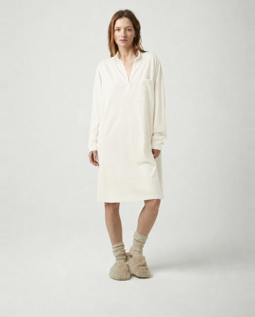 Camisón de mujer manga larga algodón - Pluto - Blanco Blanco-1