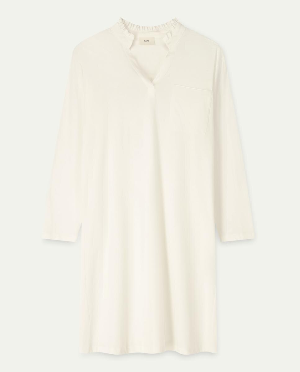 Camisón de mujer manga larga algodón - Pluto - Blanco Blanco-2
