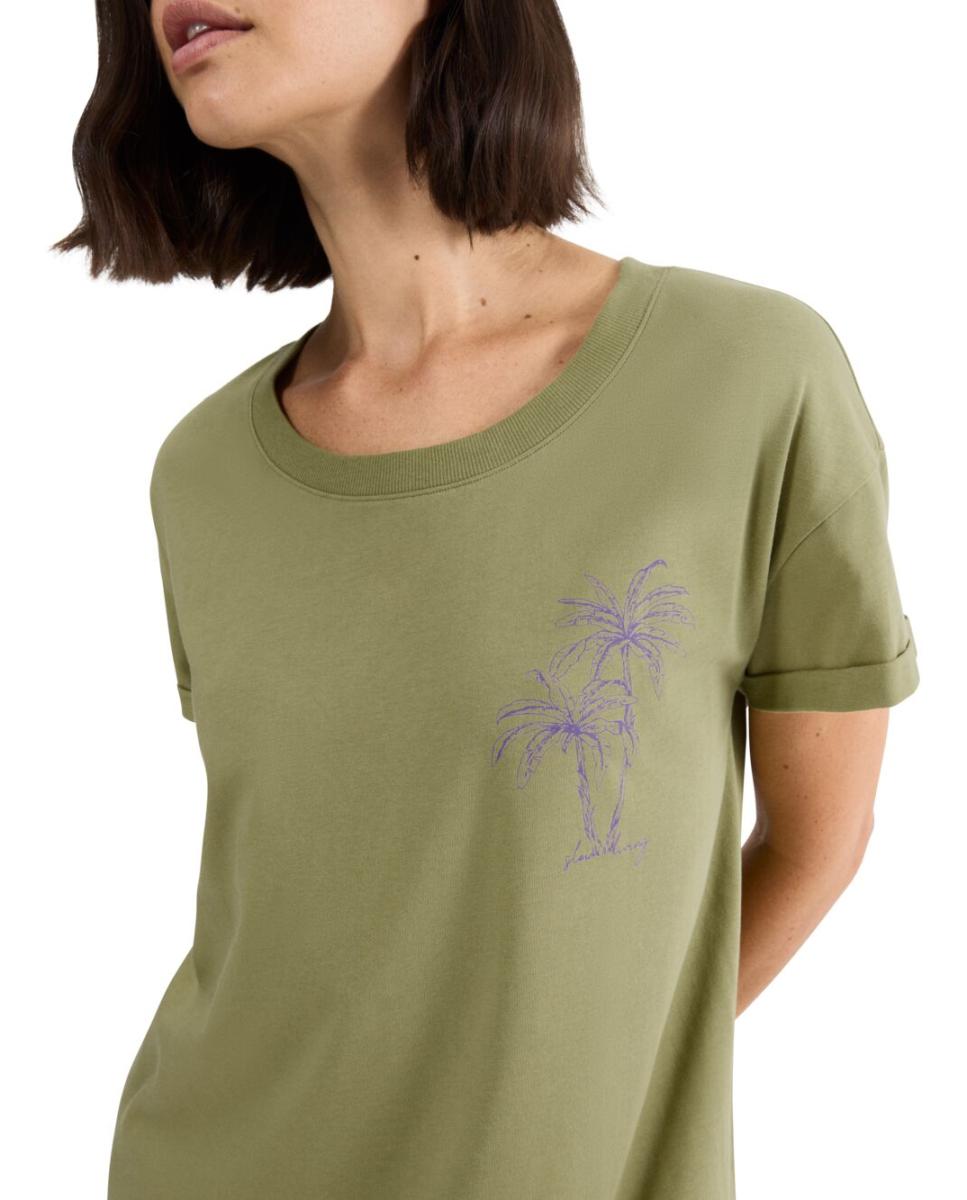 Camisa de Dormir 100% Algodão com Manga Curta Verde-3