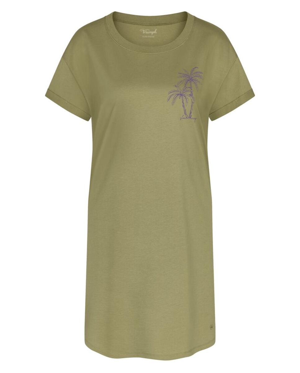 Camisa de Dormir 100% Algodão com Manga Curta Verde-4