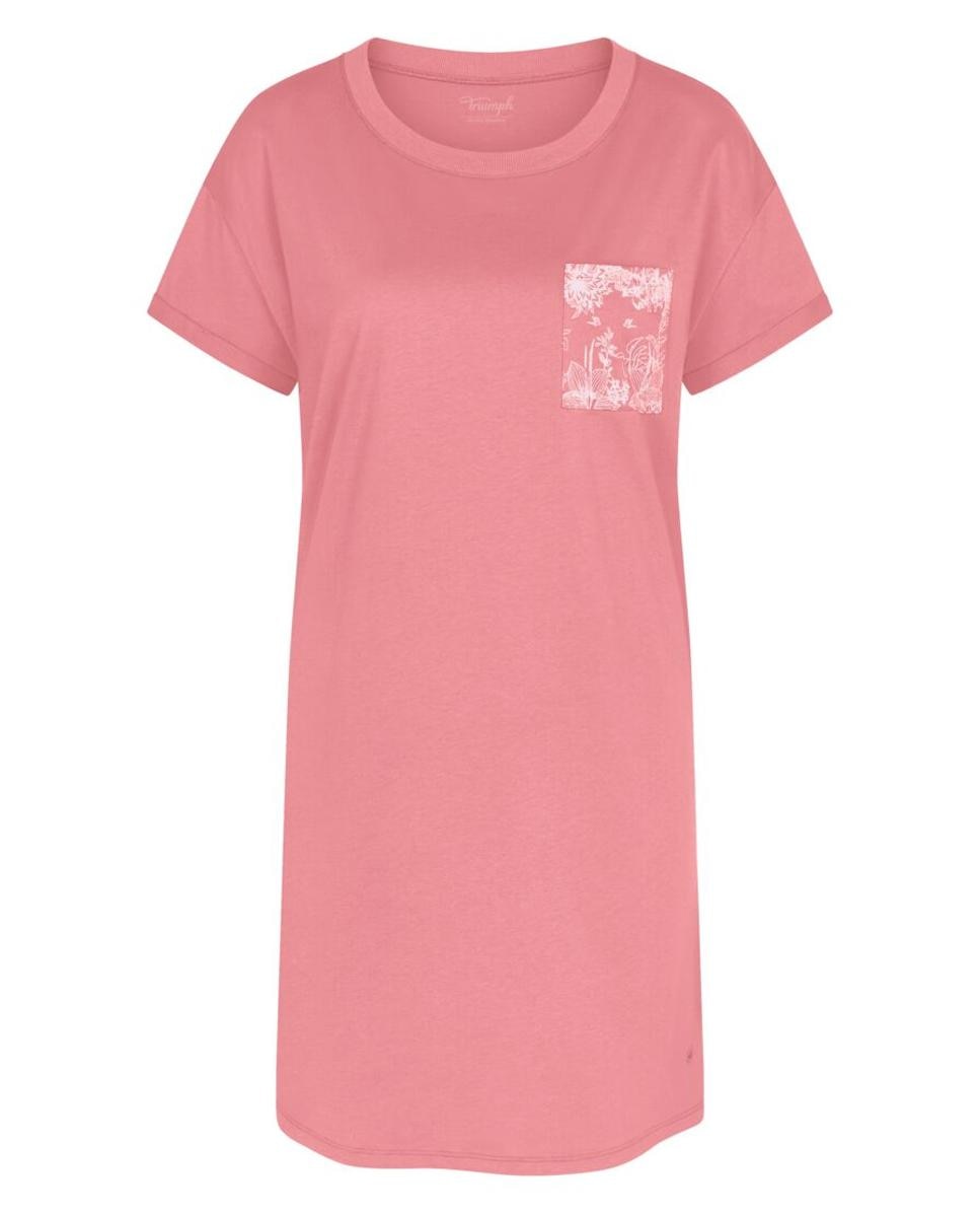 Camisa de Dormir 100% Algodão com Manga Curta Rosa-4