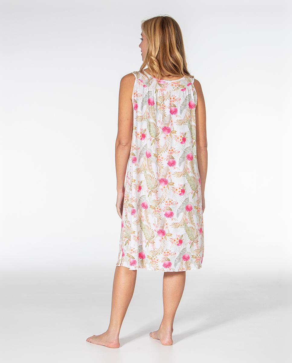 Camisa de Dormir sem Mangas e com Carcela Branco-3