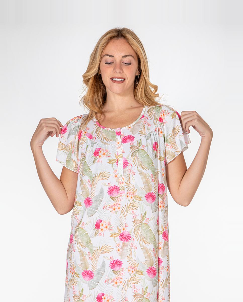 Camisa de dormir curta com peça superior Branco-2