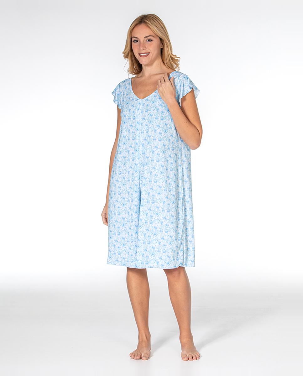 Camisa de dormir com manga curta Azul-claro-1