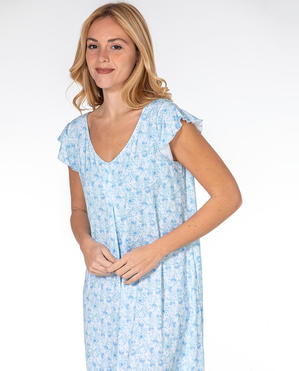 Camisa de dormir com manga curta Azul-claro-2