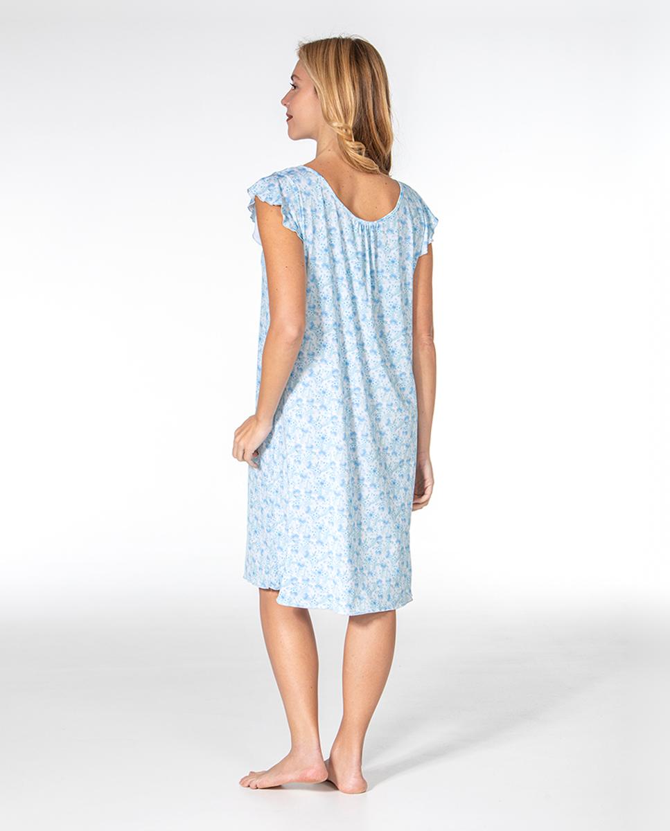 Camisa de dormir com manga curta Azul-claro-3