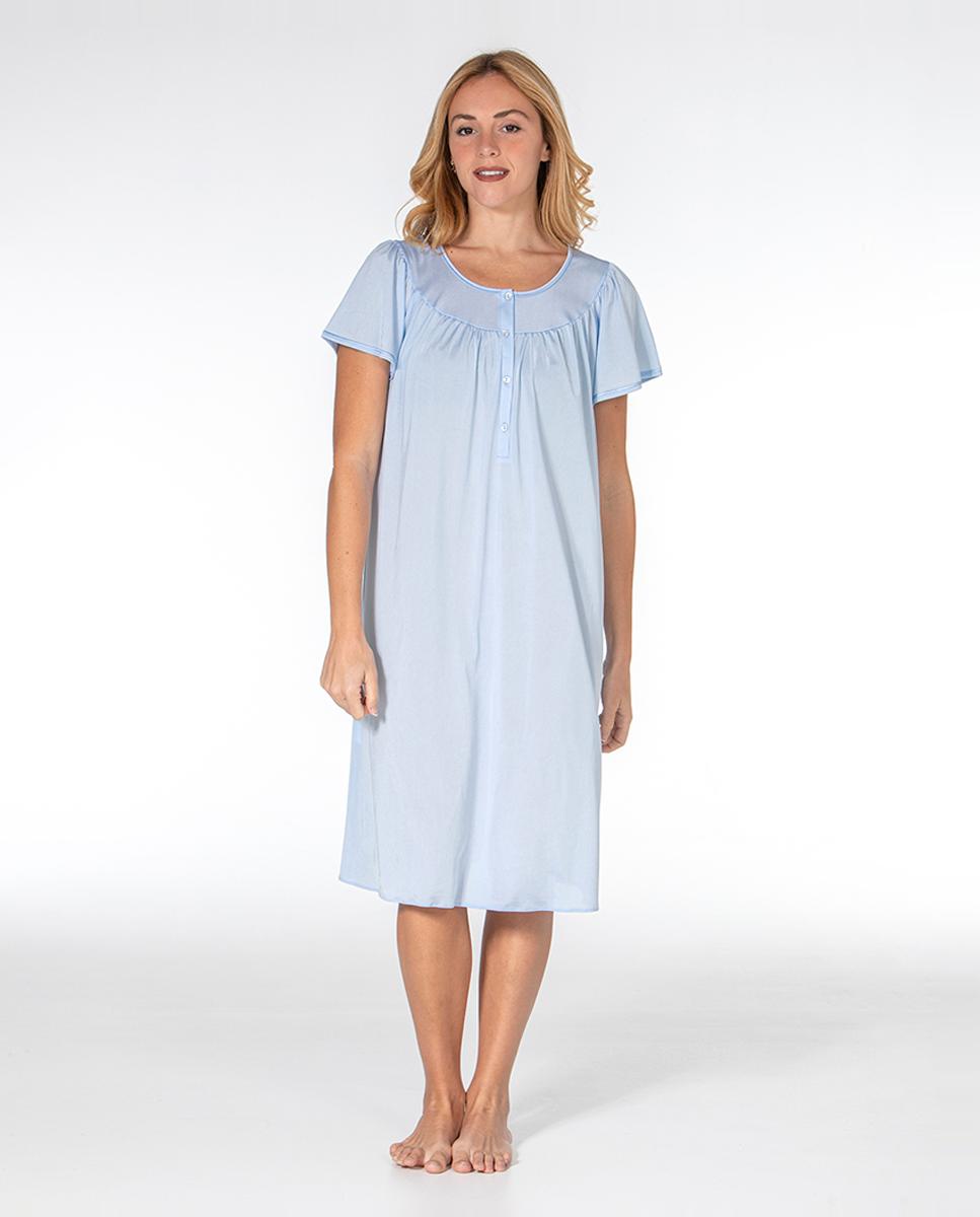 Camisa de dormir curta com peça superior Azul-claro-1