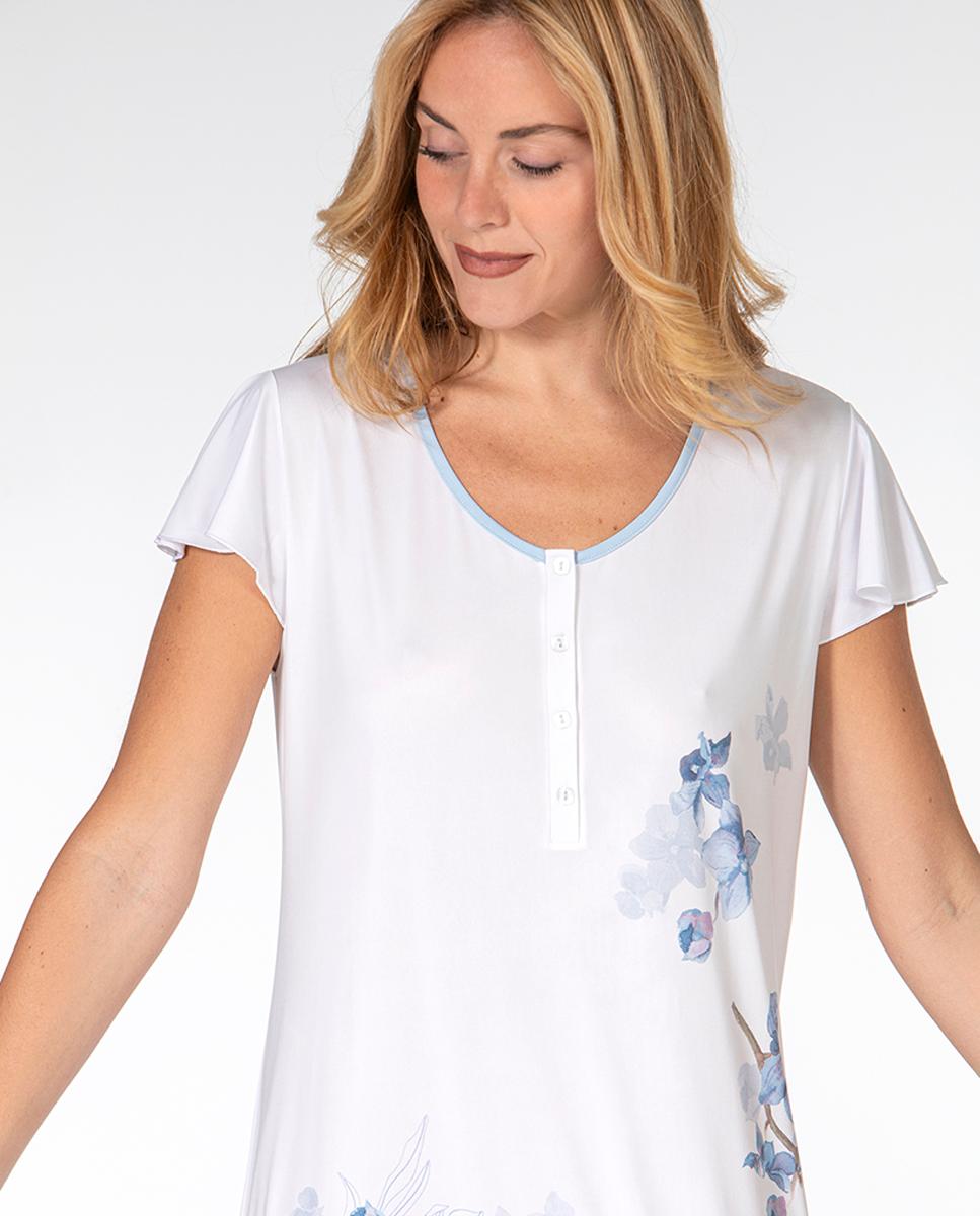 Camisa de dormir curta de mulher Branco-2