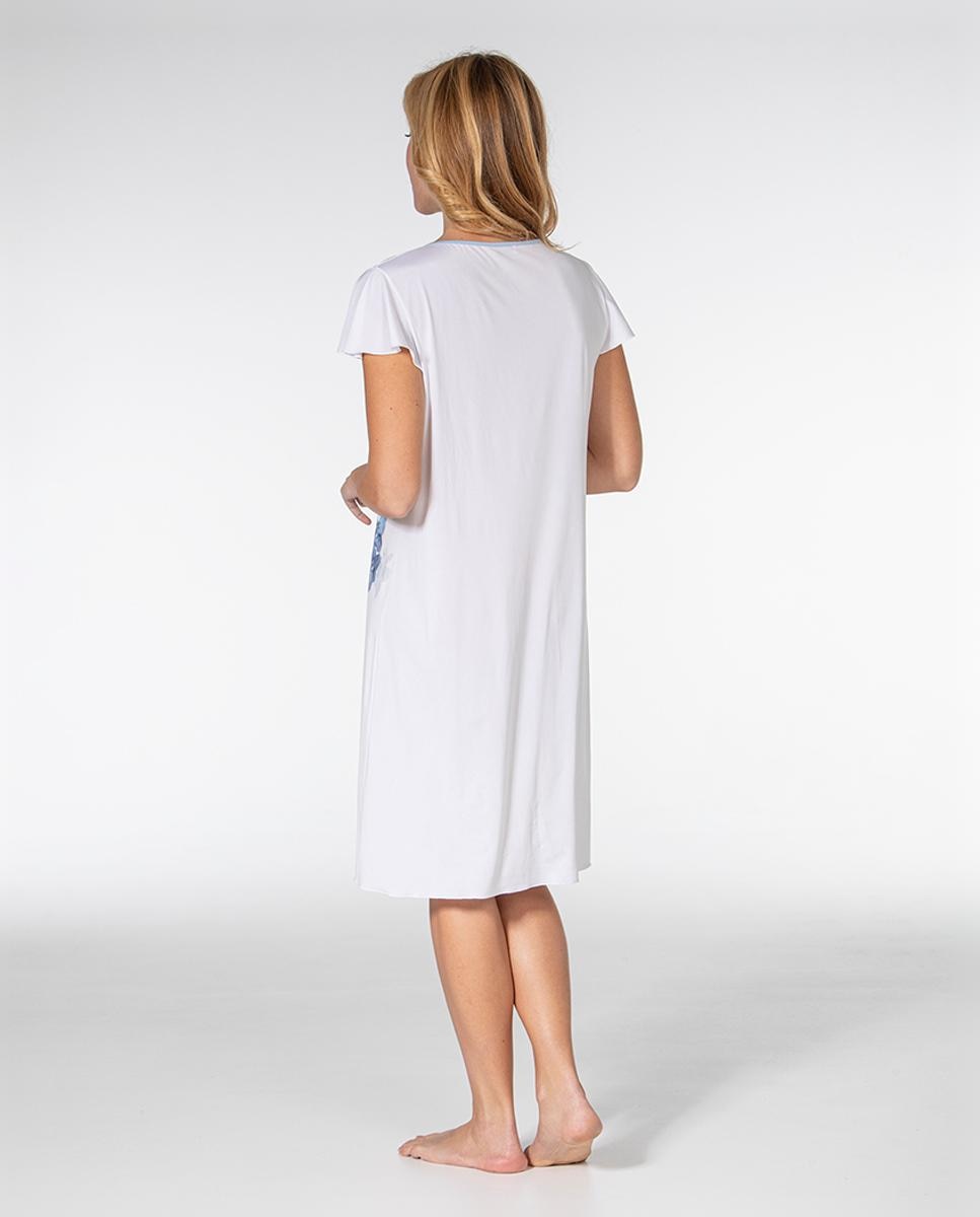 Camisa de dormir curta de mulher Branco-3