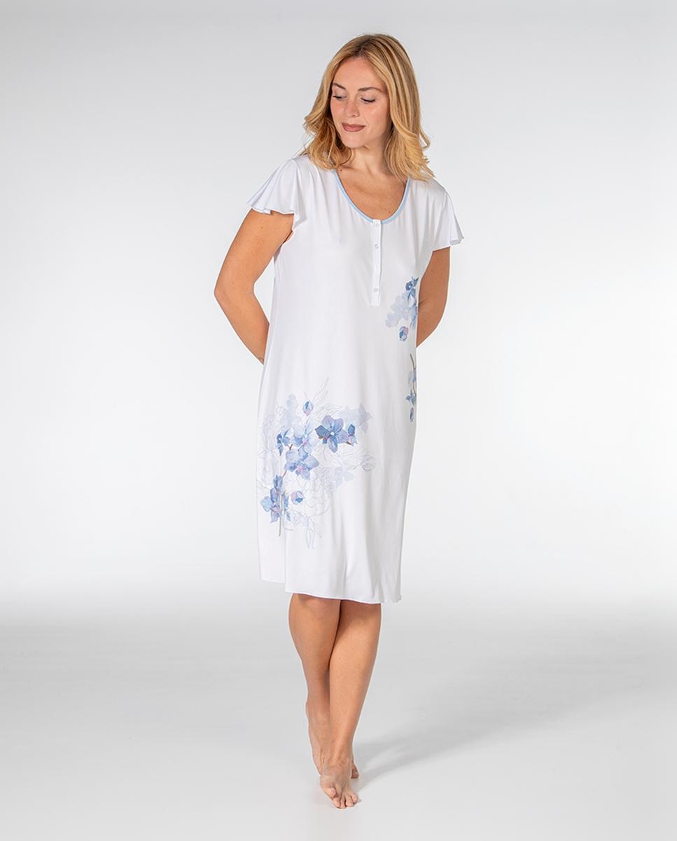 Camisa de dormir curta de mulher Branco-4