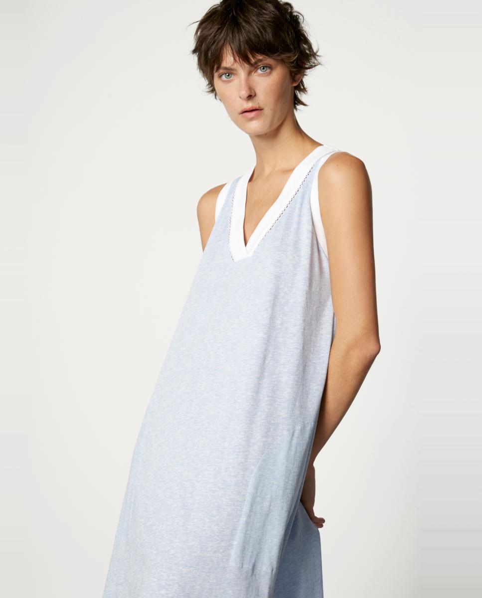 Camisa de dormir sem mangas Branco-2