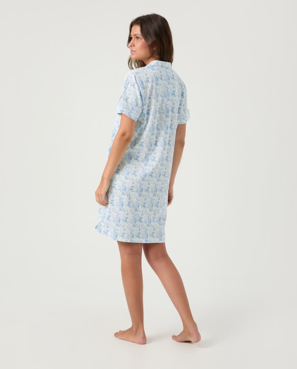 Camisa de Dormir Aberta de Malha Branco-2