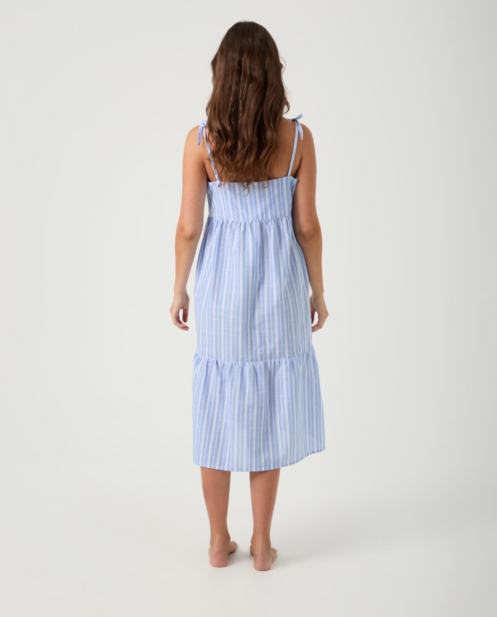 Camisa de Dormir de Tecido com Alças Azul-2