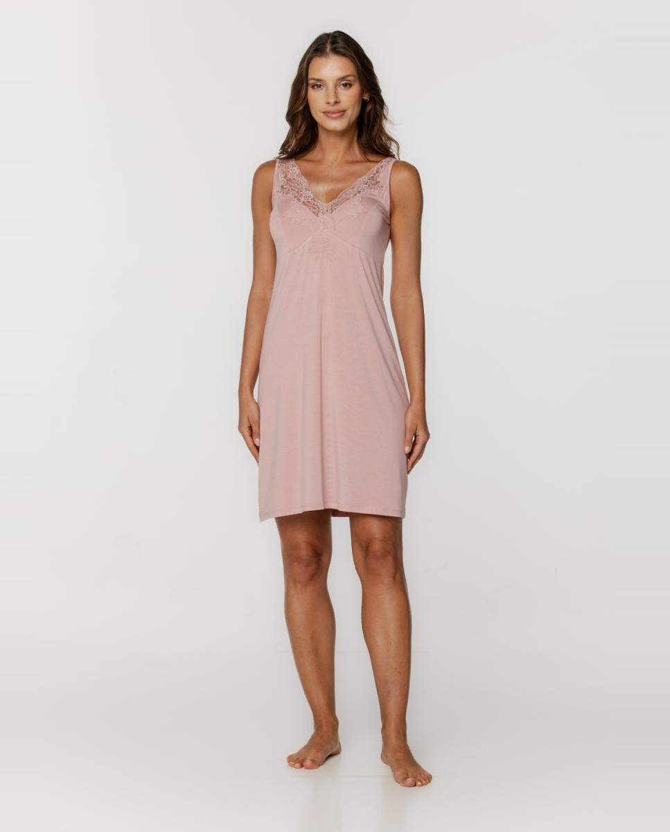 Imagem 0 de Camisa de Dormir com Alças Largas e Micro Modal com Renda