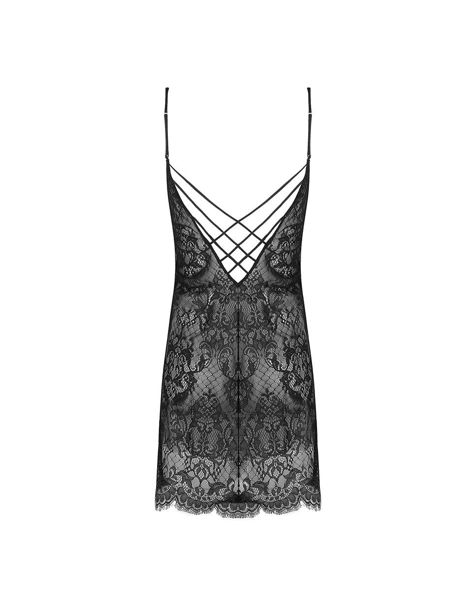 Camisa de Dormir com Bordado e Alças Preto-6