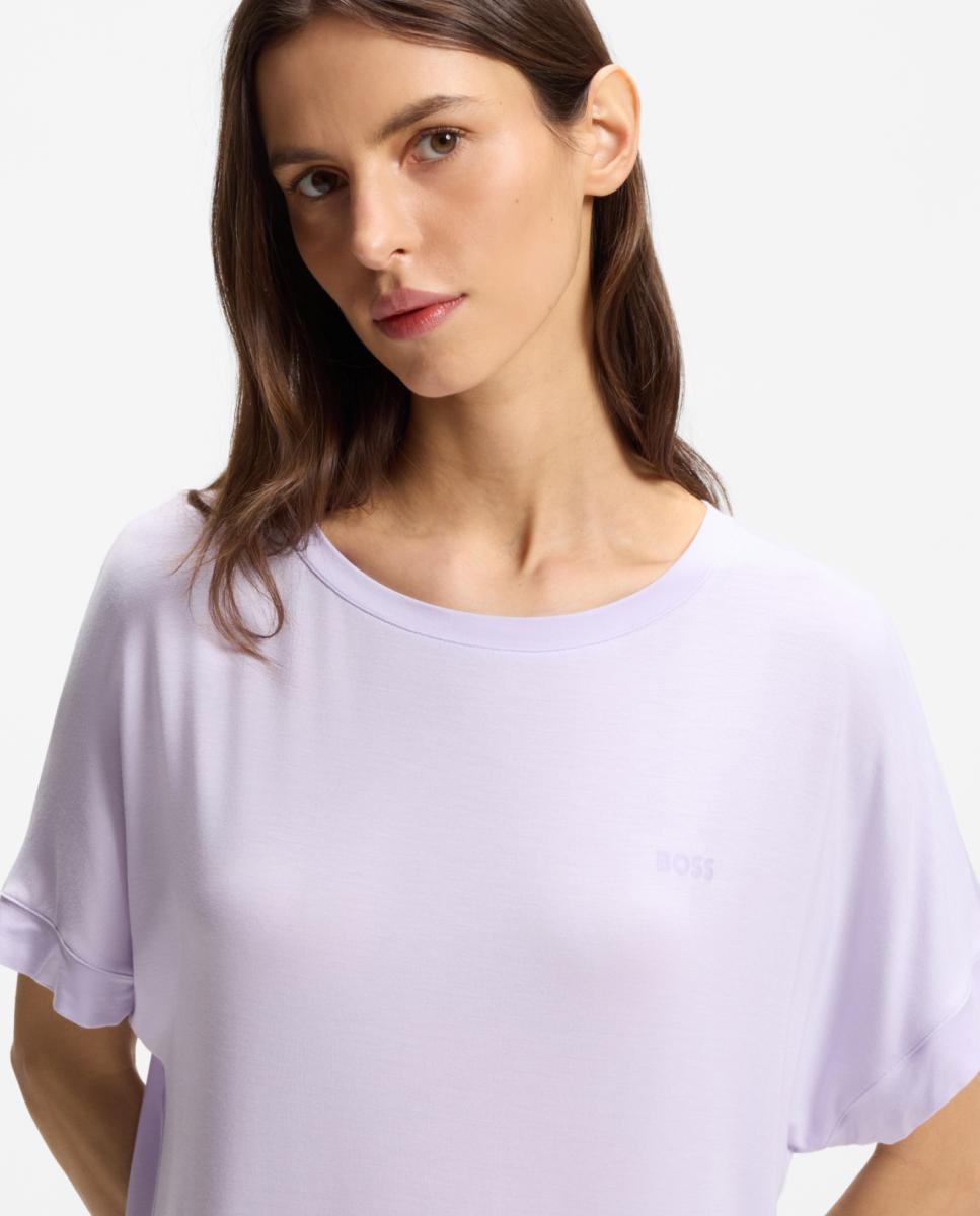 Camisa de Dormir Curta de Pijama em Viscose Roxo-3