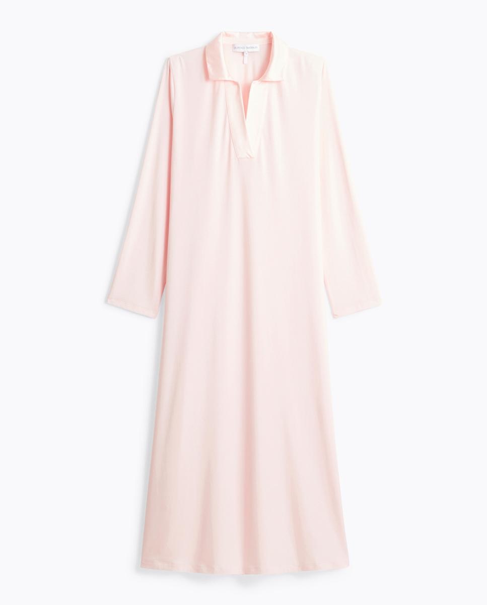 Camisa de Dormir Comprida com Manga Comprida - Cru Rosa-claro-5