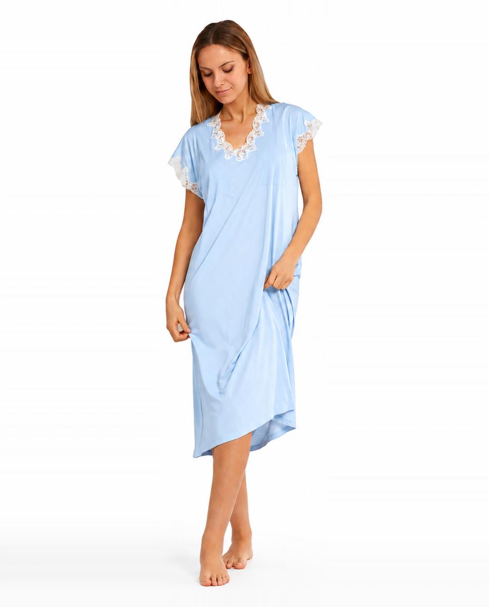 Imagem 0 de Camisa de Dormir Kaftan Comprida com Renda