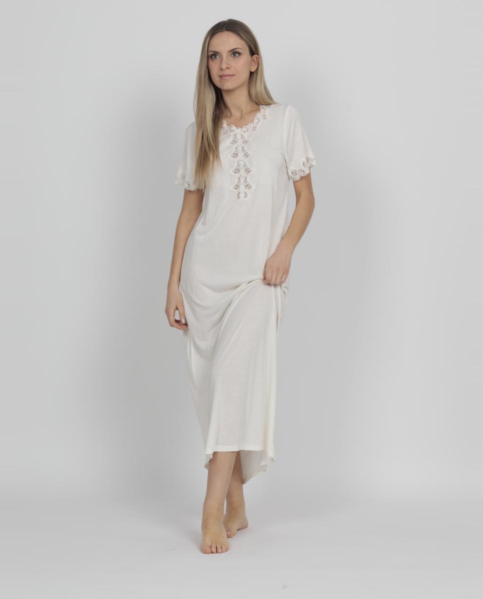 Imagem 0 de Camisa de Dormir Midi com Renda no Decote