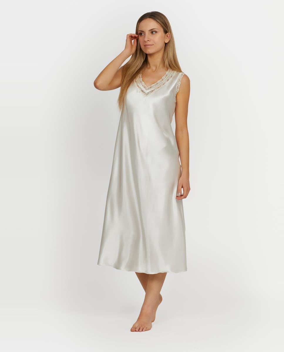 Imagem 0 de Camisa de Dormir Midi com Renda no Decote