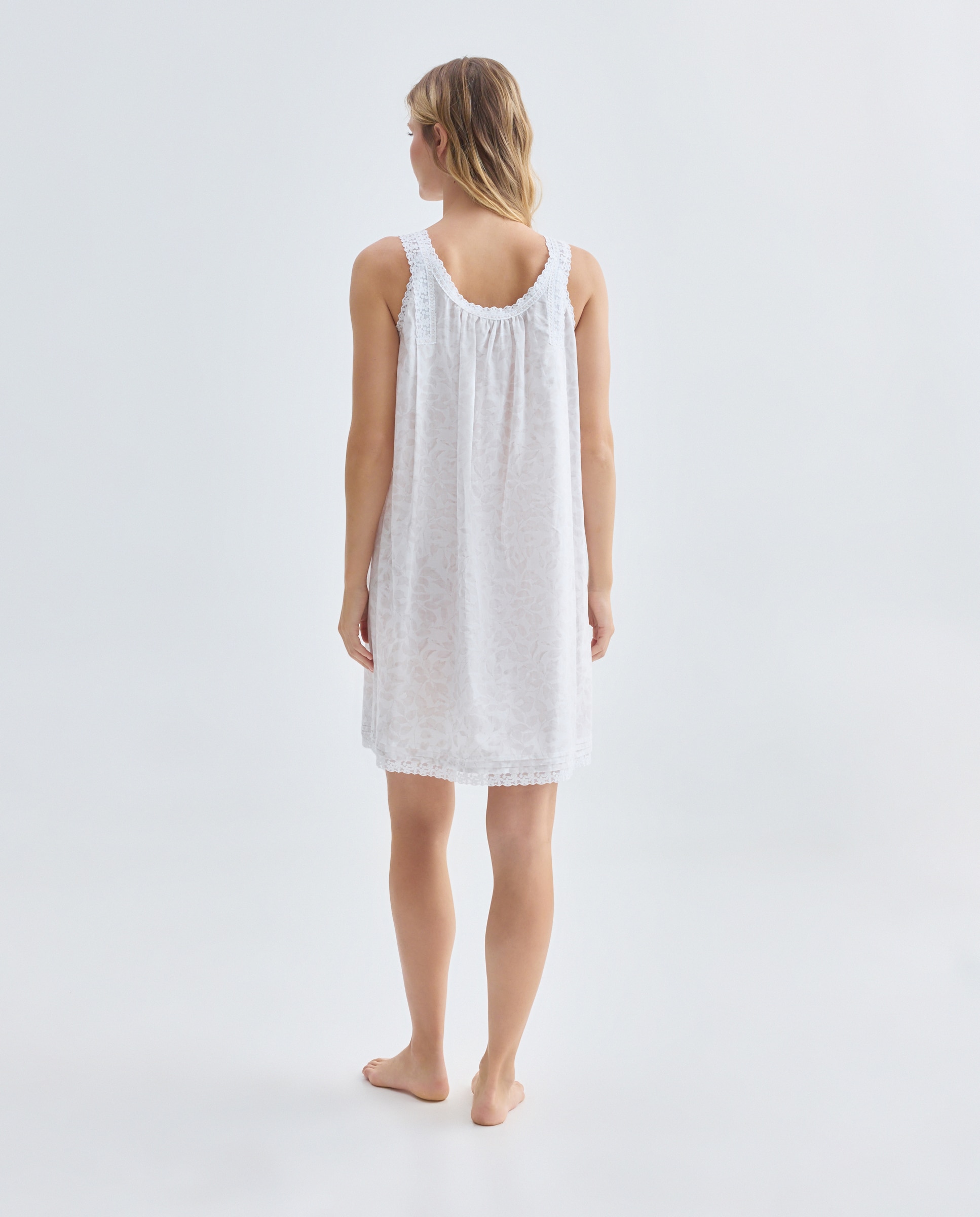 Camisa de dormir curta de mulher Branco-2
