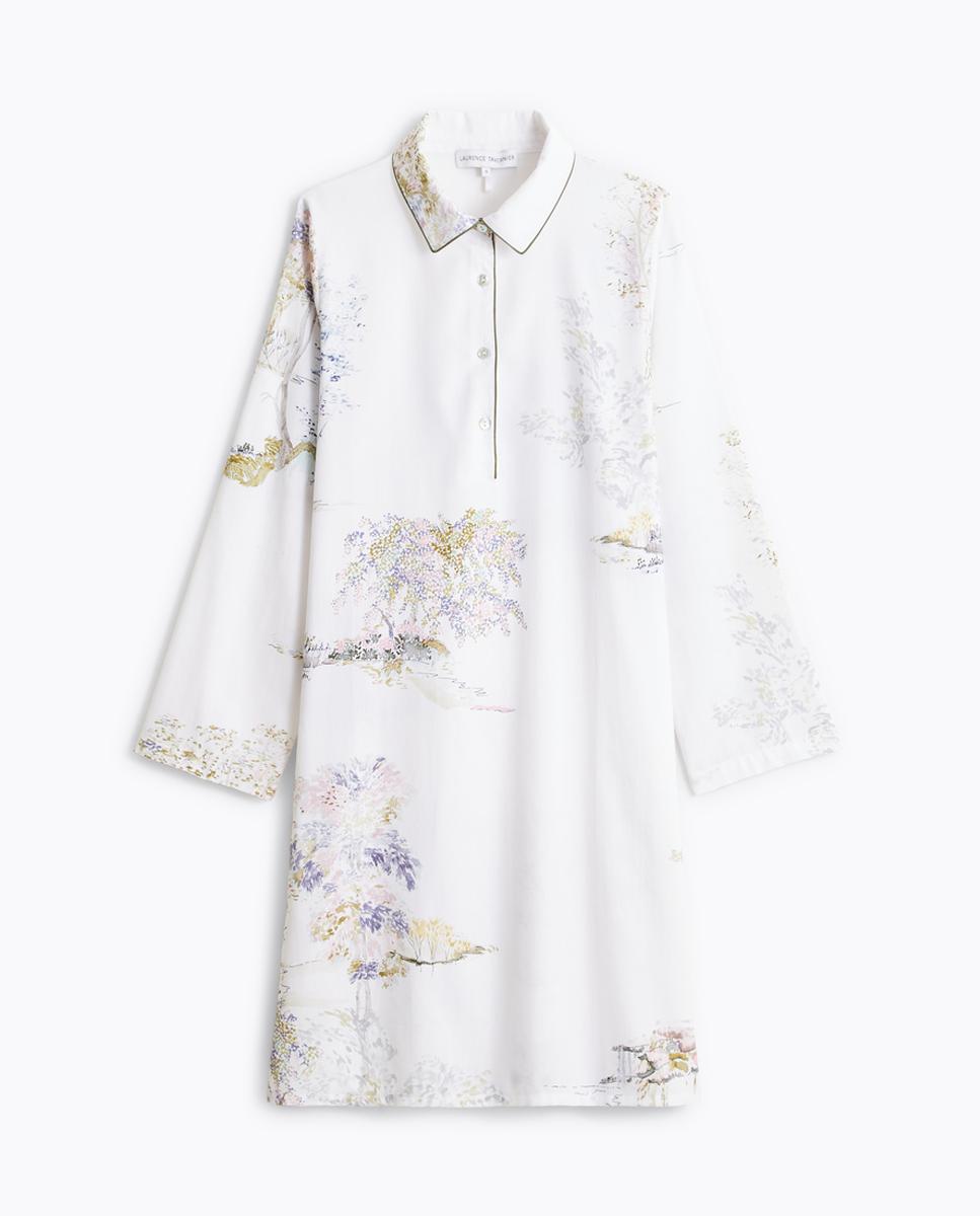 Camisa de Dormir com Manga Comprida - Branco Branco-2