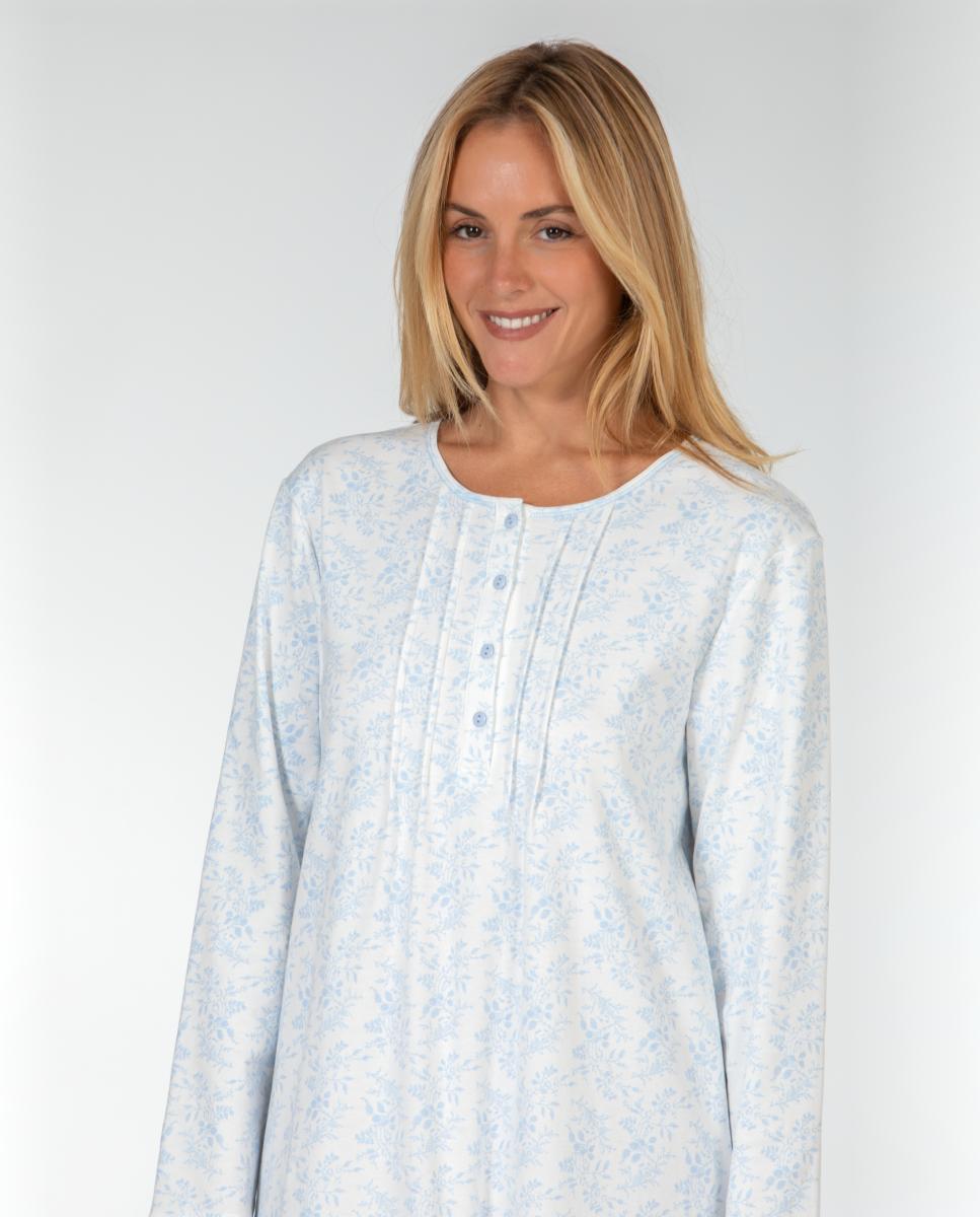 Camisón de mujer mitjans manga larga - Azul Azul-3
