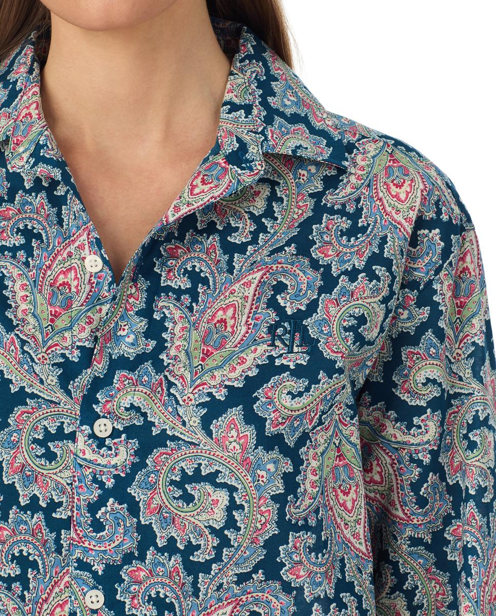 Camisa Curta de Manga 3/4 Azul-2