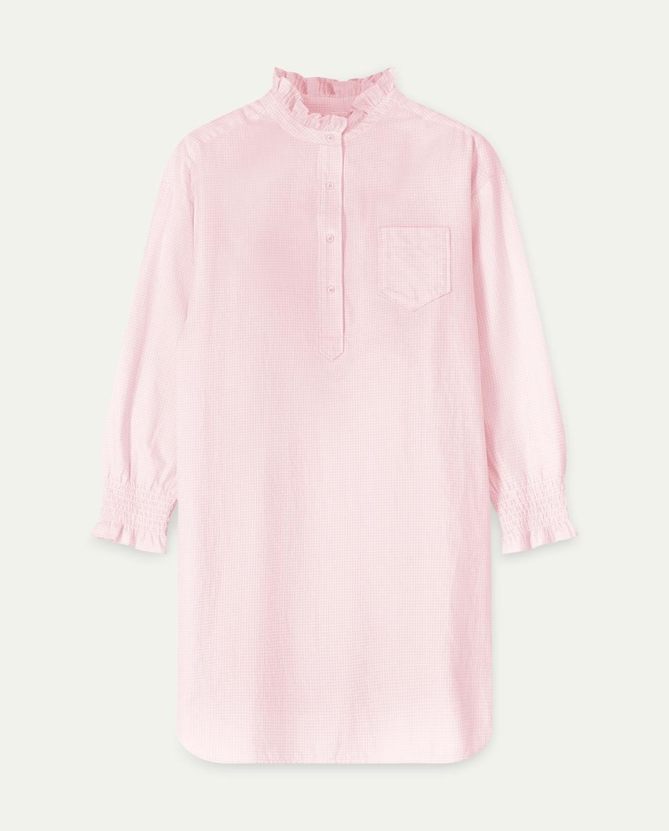Camisa de Dormir Vichy de Flanela Branco-2