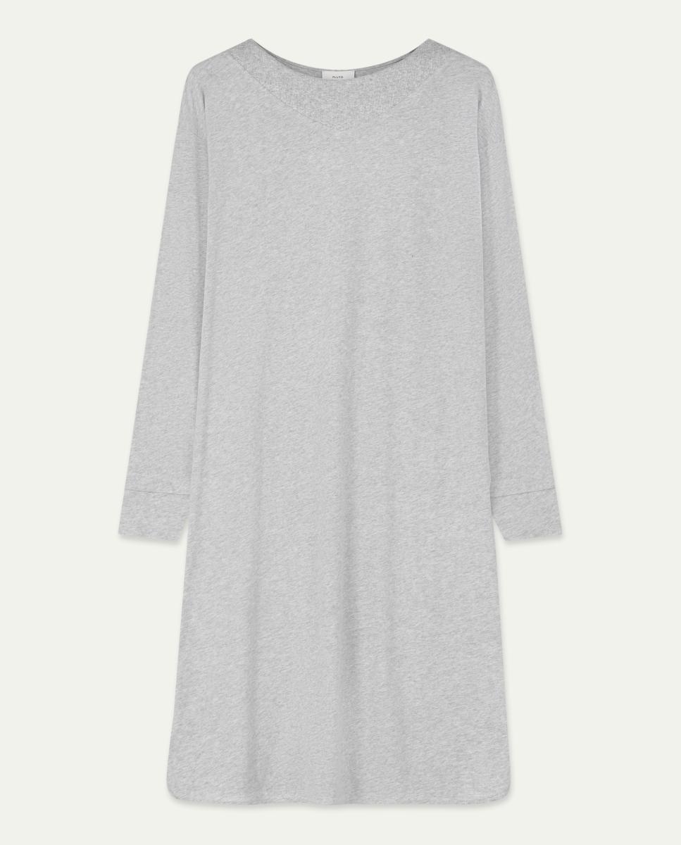 Camisón de mujer manga larga en algodón - Pluto - Gris Gris-1