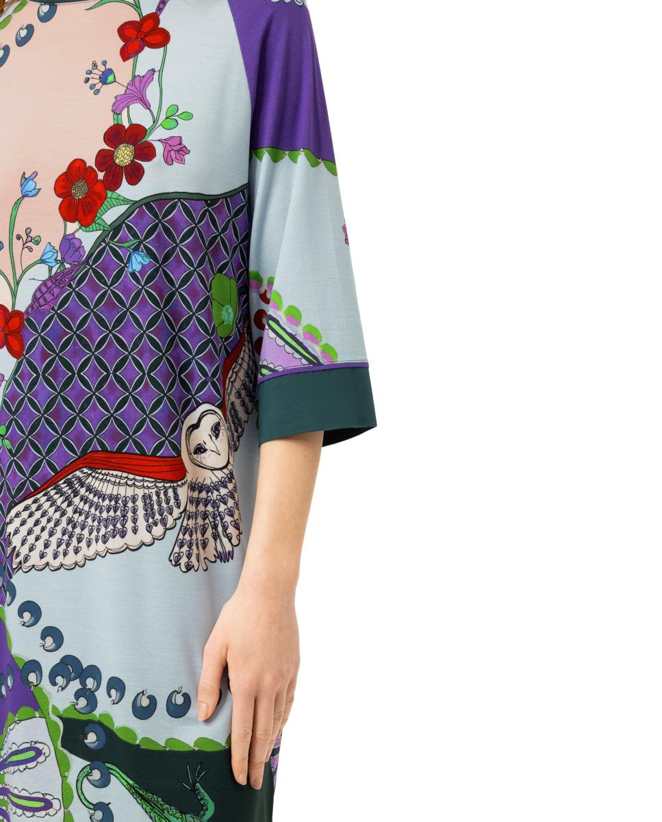 Camisa de Dormir Estampada com Manga 3/4 Roxo-3