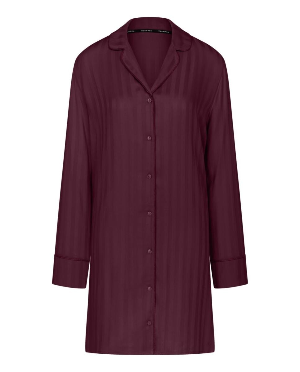 Camisón estilo broyfriend de viscosa abotonado - Triumph - Granate Granate-4
