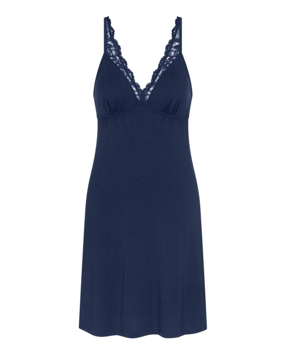 Camisón de tirantes dobles ajustables con copas de encaje confeccionado en tejido sedoso TENCEL Modal - Triumph - Azul marino Azul marino-4
