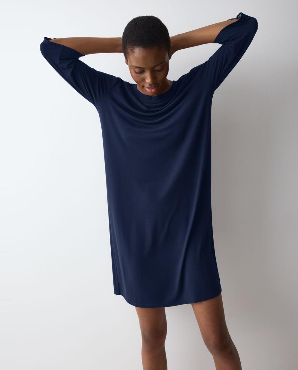 Imagem 0 de Camisa de Dormir Clássica de Modal Tencel com Detalhes de Renda