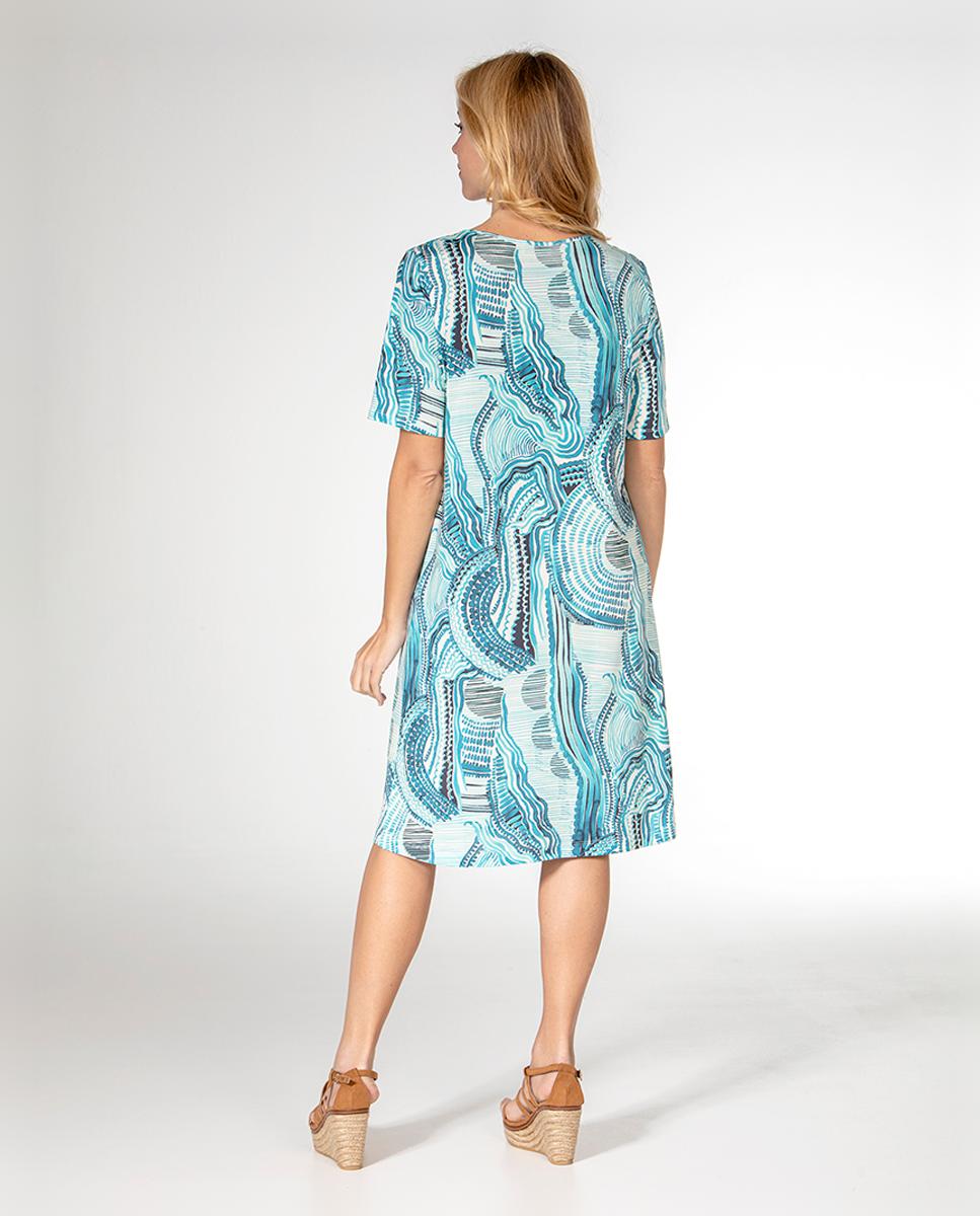Vestido com manga curta Azul-3