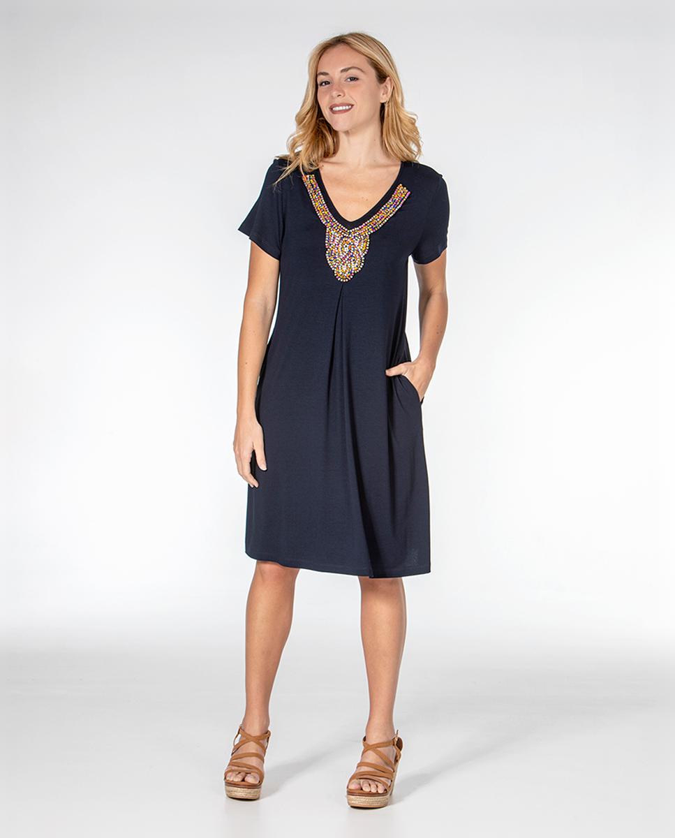 Vestido sem mangas Azul-marinho-4