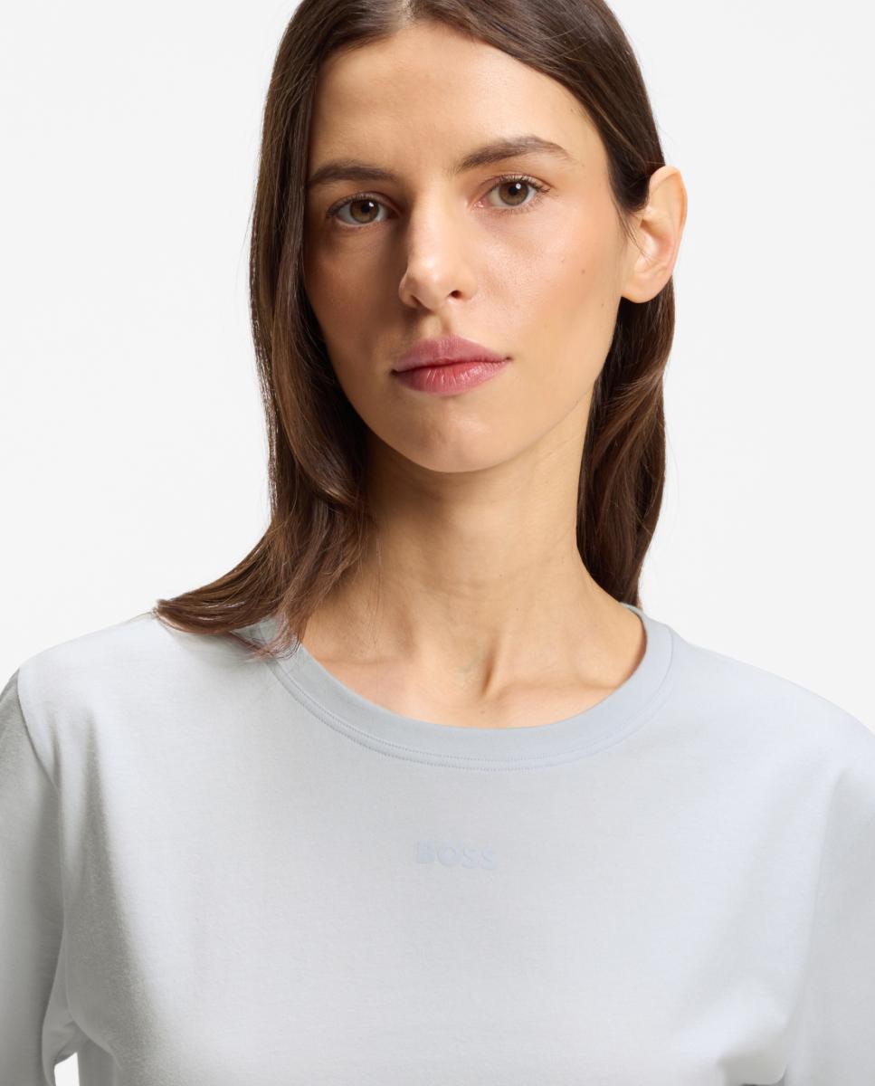 T-shirt de mulher com manga curta Azul-3