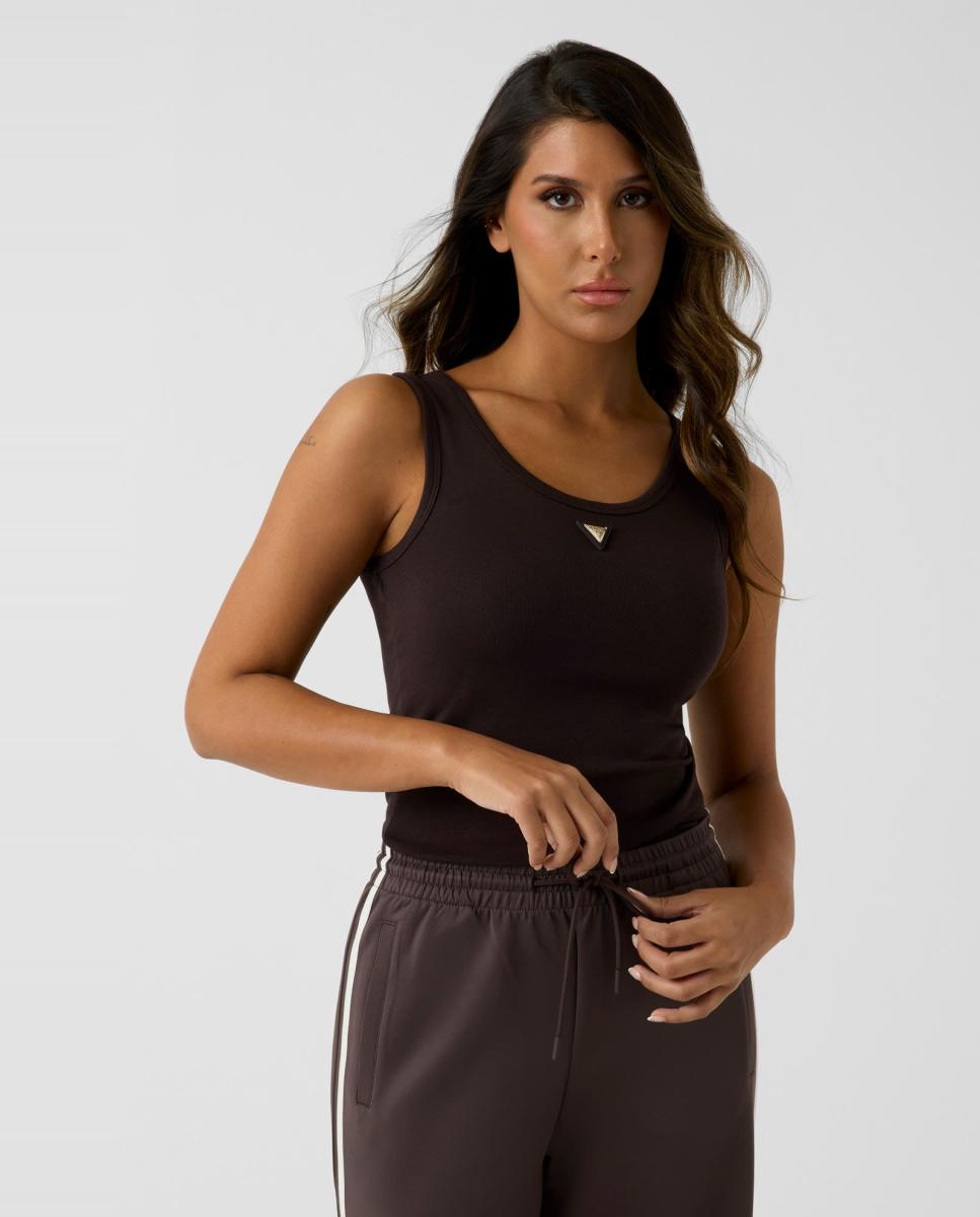 Imagen 1 de Camiseta deportiva lisa sin mangas de mujer - Guess - Marrón Marrón