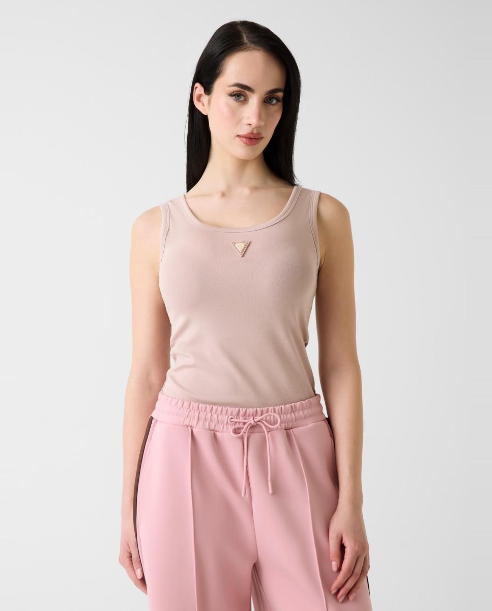 Imagen 0 de Camiseta deportiva lisa sin mangas de mujer Natural