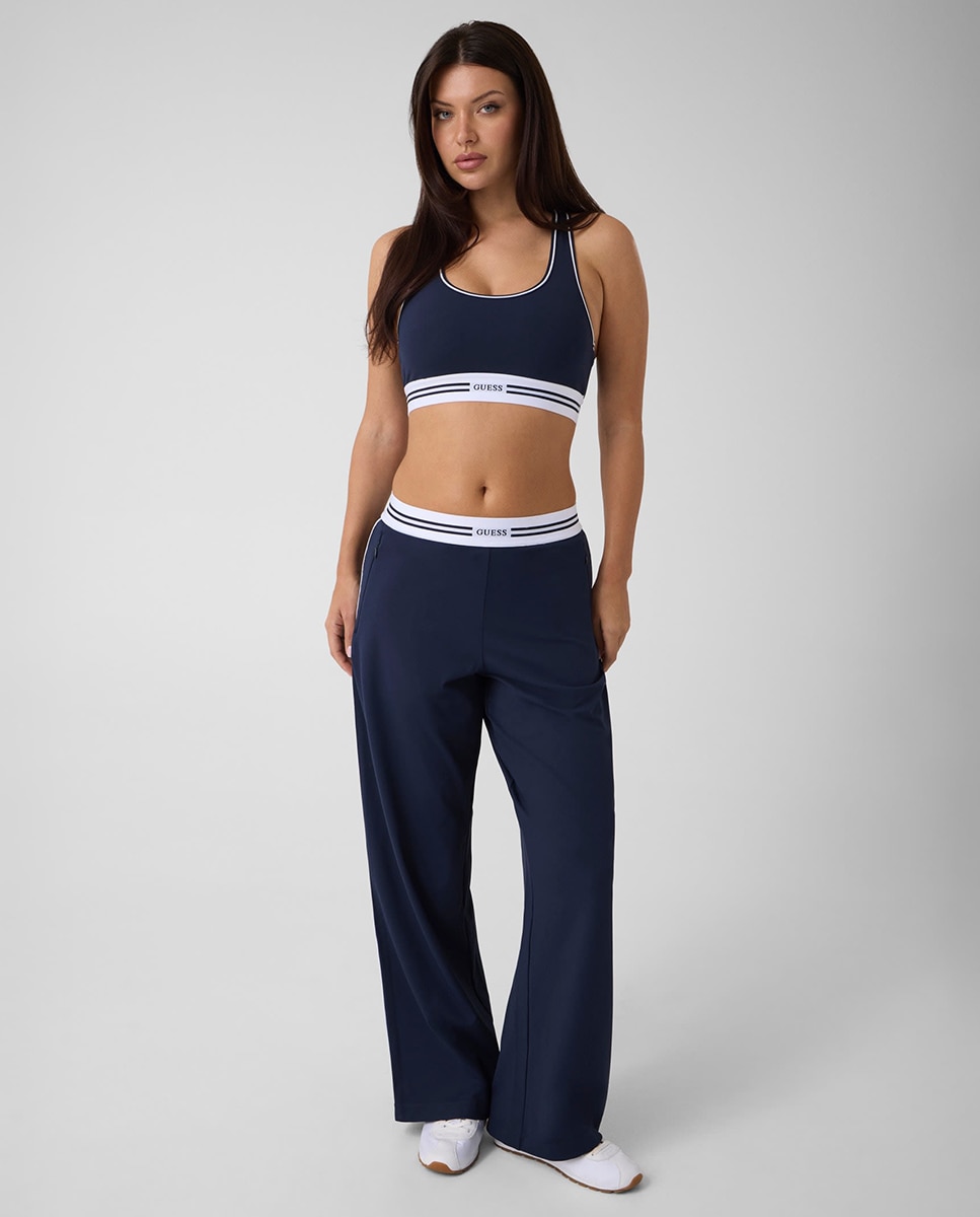 Imagen 0 de Pantalón elástico de mujer con cinturilla a contraste Azul