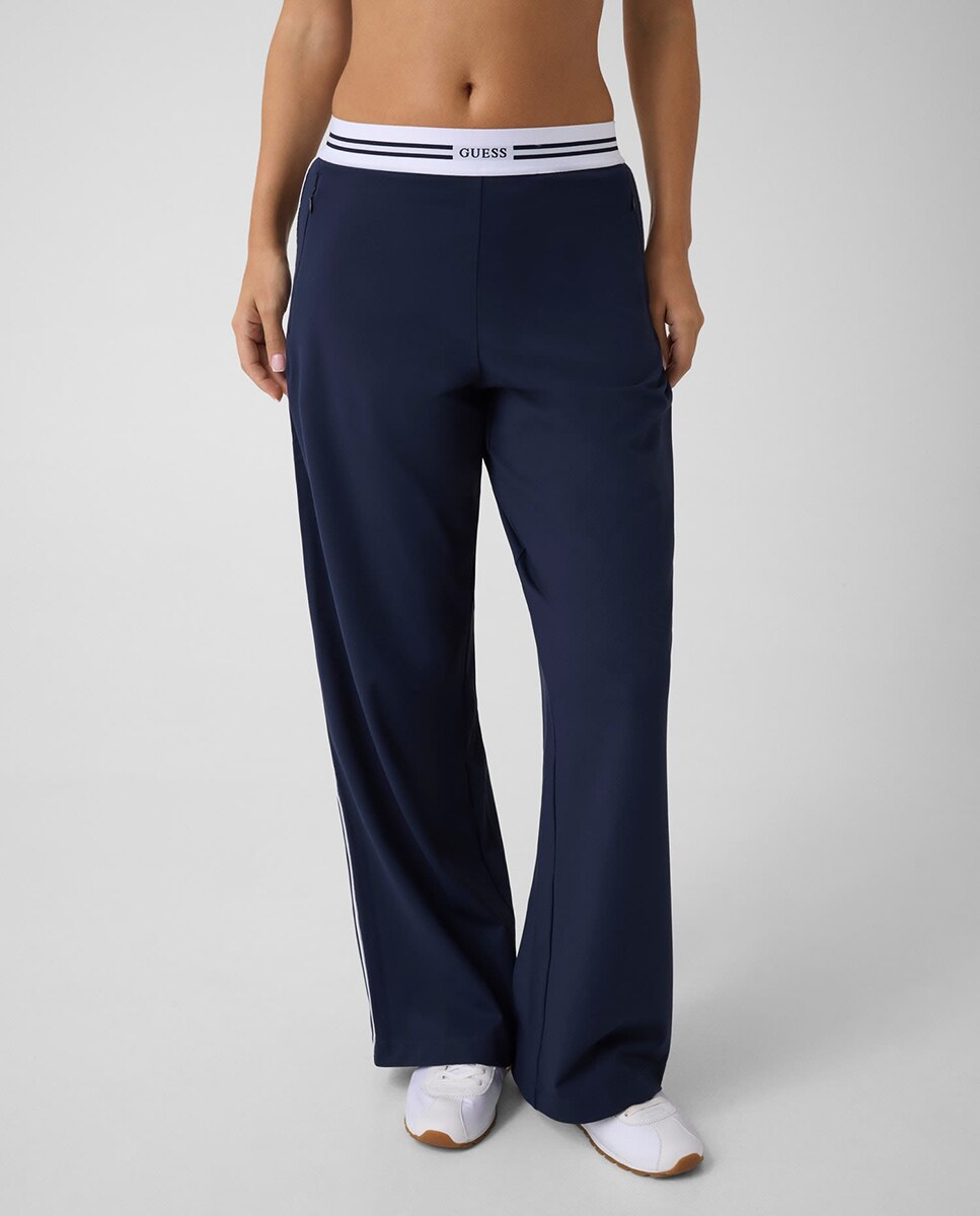 Pantalón elástico de mujer con cinturilla a contraste - Guess - Azul Azul-2