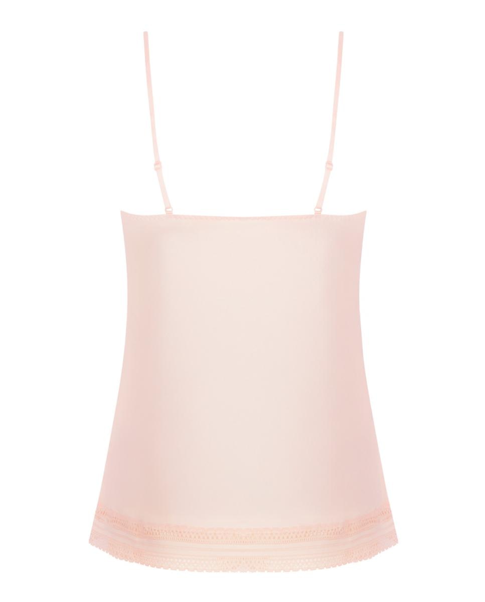 T-shirt Tipo Top de Alças com Renda no Decote Rosa-claro-2
