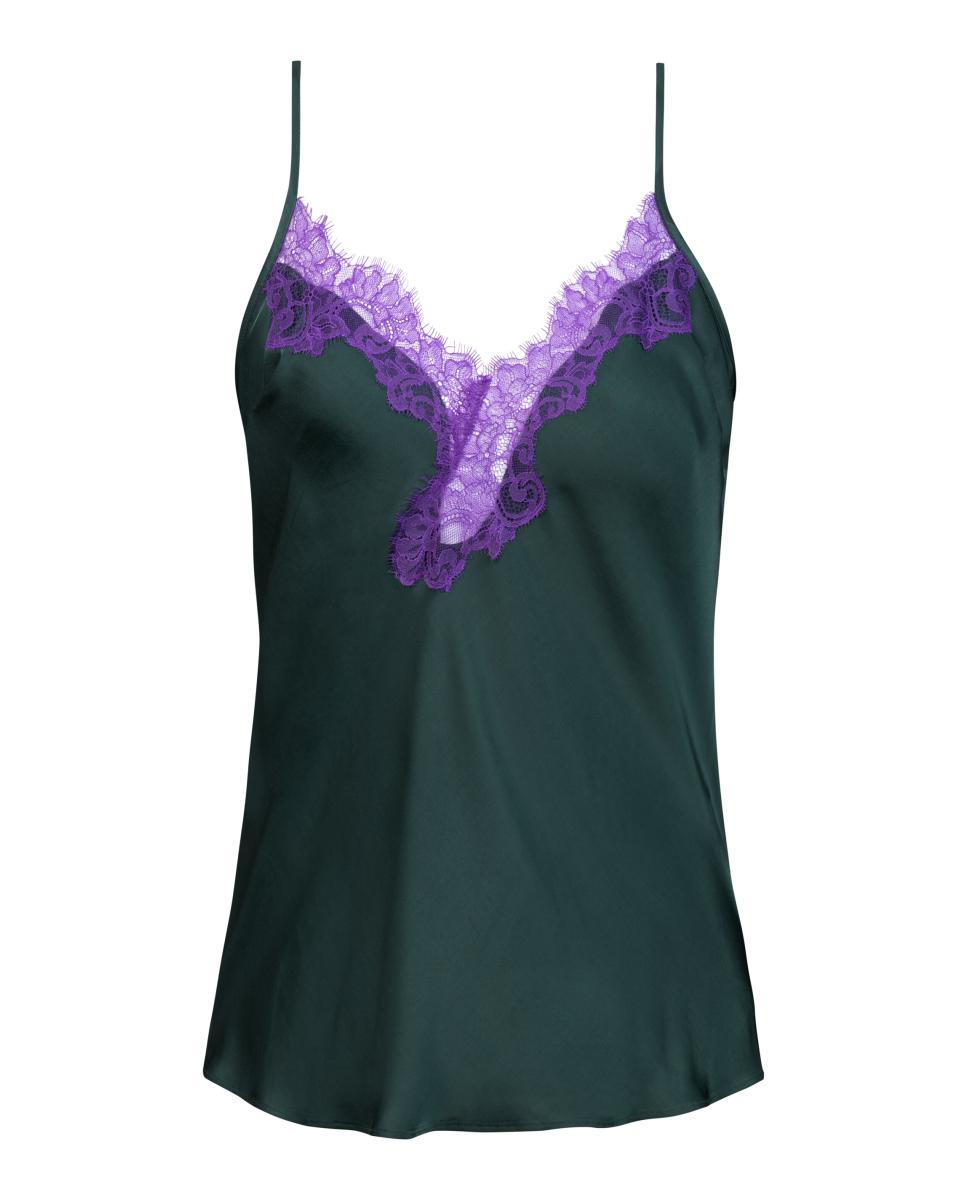 Camisa Tipo Top com Renda e Alça Ajustável Roxo-4