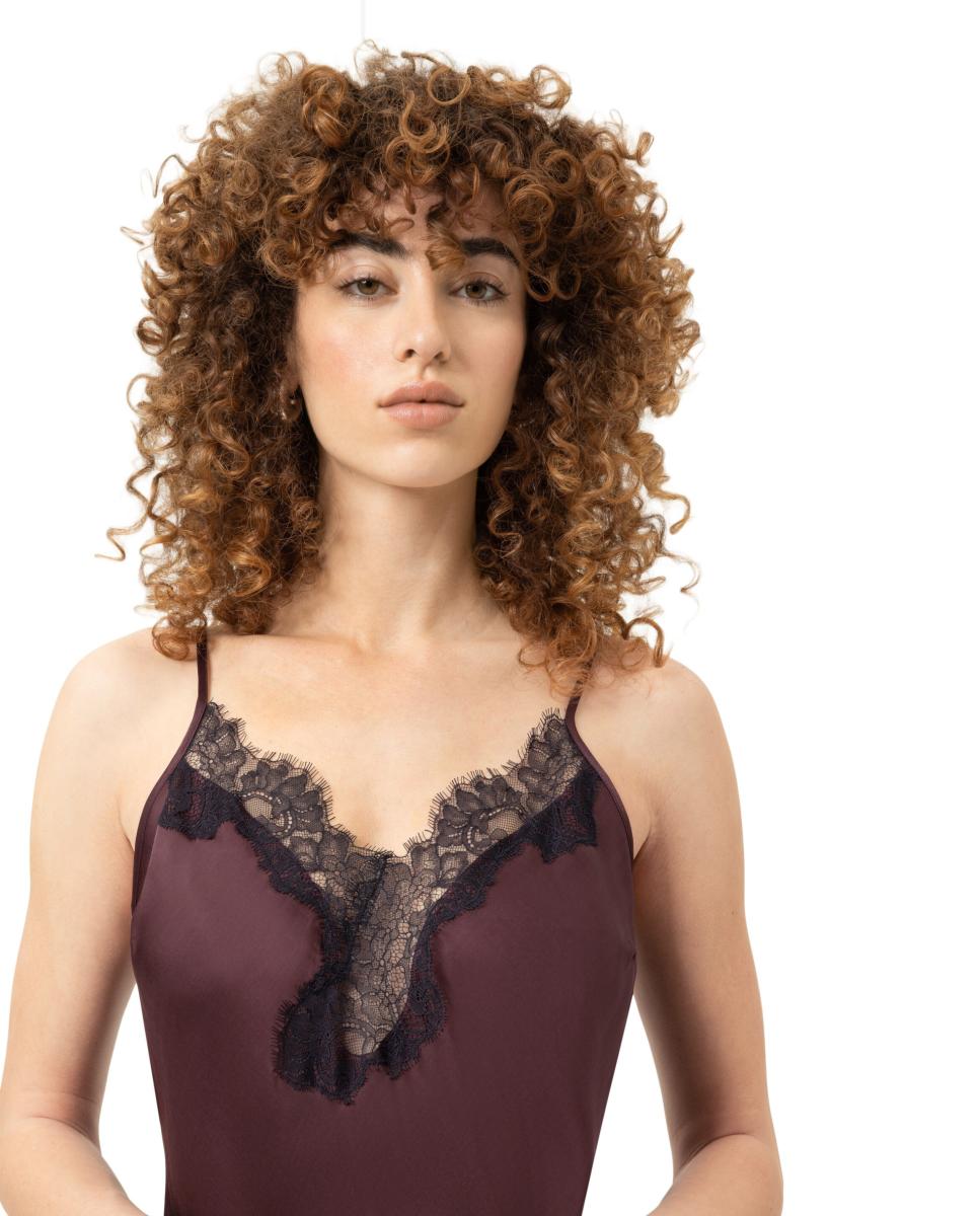 Camisole top con encaje y tirante ajustable de mujer - Mey - Marrón oscuro Marrón oscuro-3