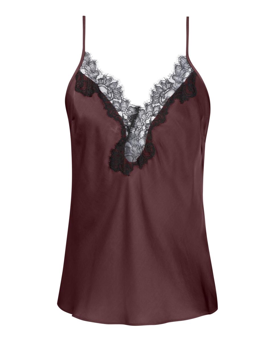 Camisole top con encaje y tirante ajustable de mujer - Mey - Marrón oscuro Marrón oscuro-5