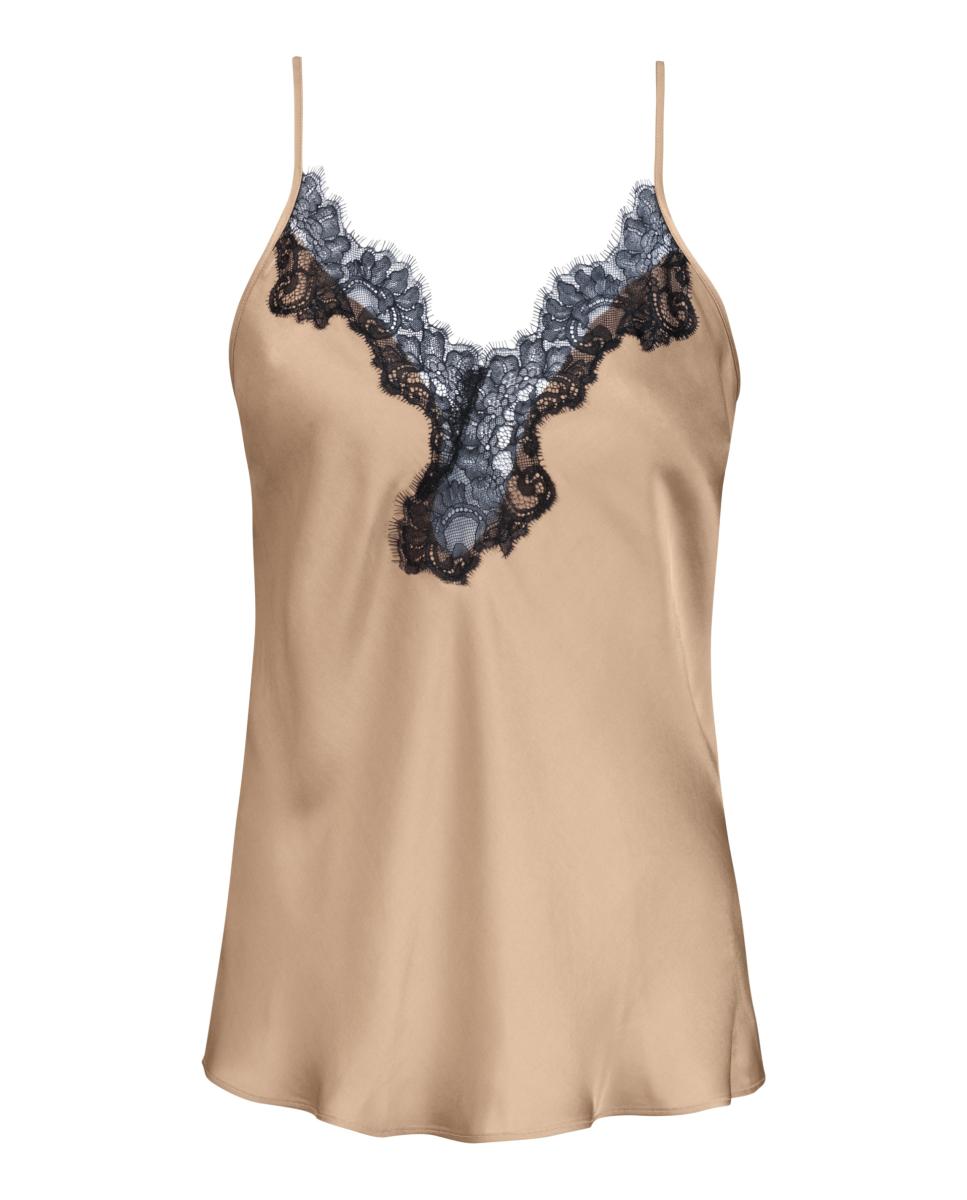 Camisole top con encaje y tirante ajustable de mujer - Mey - Marrón claro Marrón claro-4
